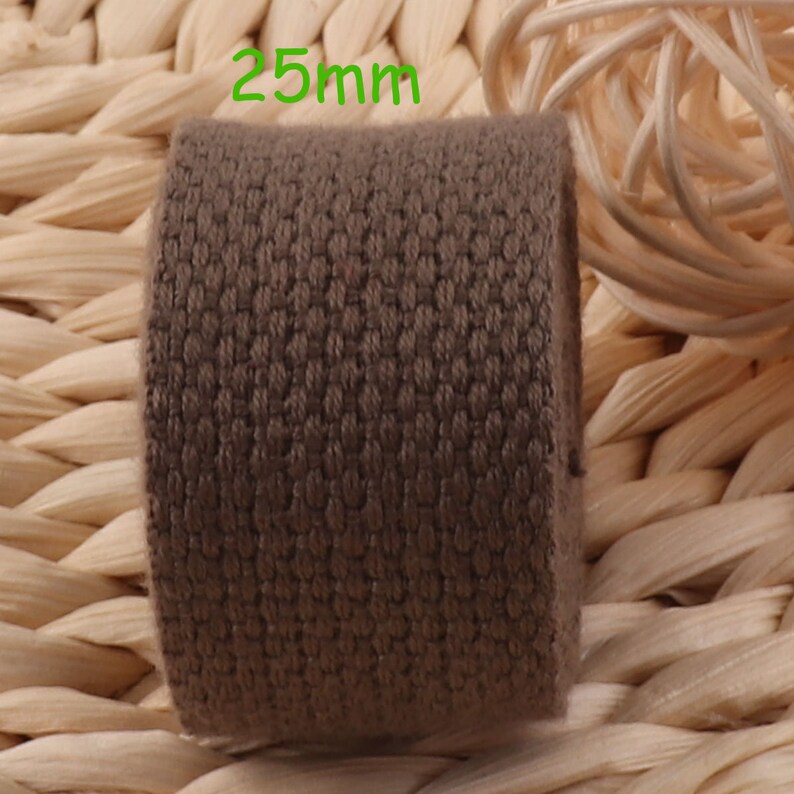 WB577 Pale Brown Cotton Webbing,1 inch Webbing,Soft Bag Purse Key Fob Webbing,Webbing Keychain,Trim Webbing By The Yard