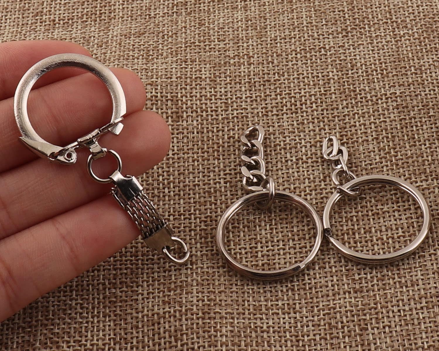 40 Pcs Silver Key Chain,key Ring Chain Leather Key Ring Key