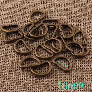 50 PCS Antique Bronze D Ring Buckles,D Rings d ring belt,Webbing Purse Bag Handbag purse Hardware,metal D-ring-10 mm(17)