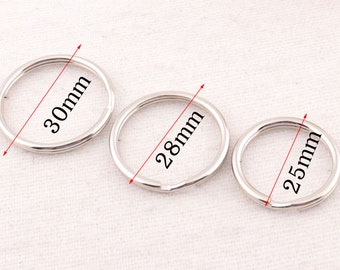 50 Pcs Silver Key Ring split rings split jump rings,bulk split rings key fob ring charm finding Jewellery Findings 25mm/28mm/30mm