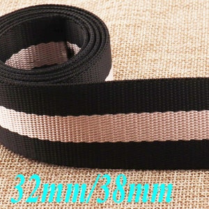 32mm/38mm Black Striped Webbing,Soft Smooth Ethnic Webbing,Webbing Purse Strap,Purse Bag Webbing,Bag Belt,Woven Belt,Straw Trim(WB701)