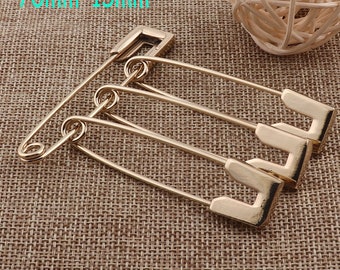 20 Safety Pins Gold Craft Safety Pin Brooch Stitch Markers Metal Safety Pins Loops Charms Jewelry Tag Fasteners,Safety Pins Charms 70mm(SP1)