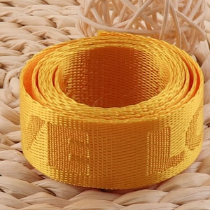 1 inch webbing,Yellow Webbing Smooth Webbing Letters&quot;LOVE&quot;Ribbon,webbing purse strap,Belts Bag,Handle Bag,Purse Straps,nylon webbing,(WB606)