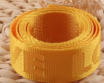 1 inch webbing,Yellow Webbing Smooth Webbing Letters"LOVE"Ribbon,webbing purse strap,Belts Bag,Handle Bag,Purse Straps,nylon webbing,(WB606)