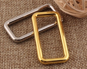 10 PCS Gold/Silver Rectangle Rings,wire rings Square Rings Rectangular Wire Loops,Webbing Purse Handbag Bag Making Hardware Ring-40mm(L04)
