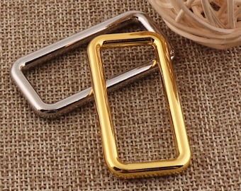10 PCS Gold/Silver Rectangle Rings,wire rings Square Rings Rectangular Wire Loops,Webbing Purse Handbag Bag Making Hardware Ring-40mm(L04)