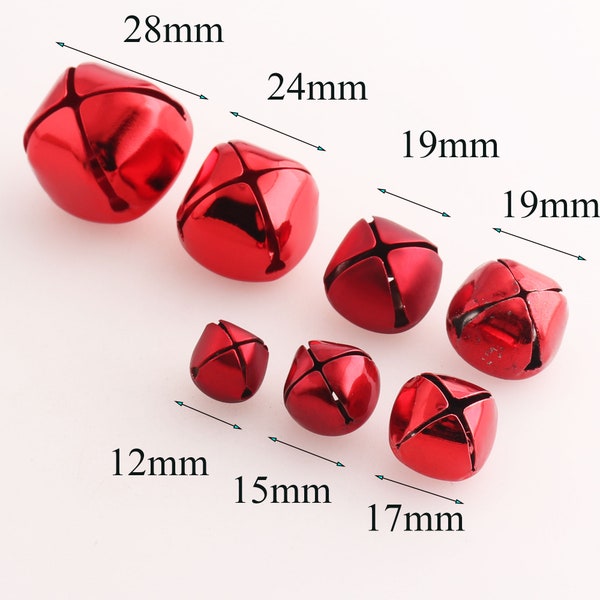 20-100 Pcs Red Jingle Bells,Christmas Bells,Christmas Tree Ornament,Christmas Decoration-12mm/15mm/17mm/19mm/24mm/28mm