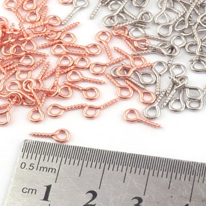 Rose gold/Silver Screw Eyelet,100pcs/500pcs Mini Eye Hooks,10mm Screw studs, Screw hooks, Screw Eye Bails, Eye Loops Screws,Small Screw