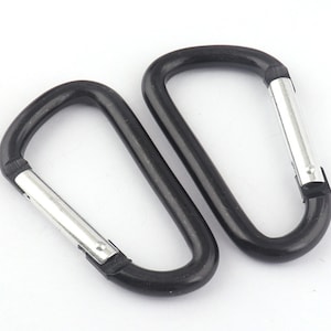 Schwarz D Form Karabiner Clip 62mm Innenverschluss Großer Aluminium Karabiner Federhaken Gürtelclip Schlüsselring Camping Karabiner Für Hängematte-76mmx40mm