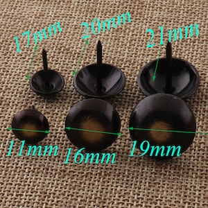 50 pcs Black Upholstery Tacks,11mm/16mm/19mm Nailhead Tacks,Rivets,Upholstery Tacks Nails thumb tacks old tacks (cs1998)