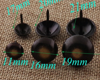 50 pcs Black Upholstery Tacks,11mm/16mm/19mm Nailhead Tacks,Rivets,Upholstery Tacks Nails thumb tacks old tacks (cs1998)
