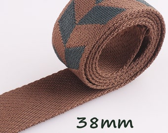 38mm Green Brown Webbing,1.5" Bag Straps,Bag Handles,dog collars,Strap trapping bag strap webbing by the yard-5 YARDS