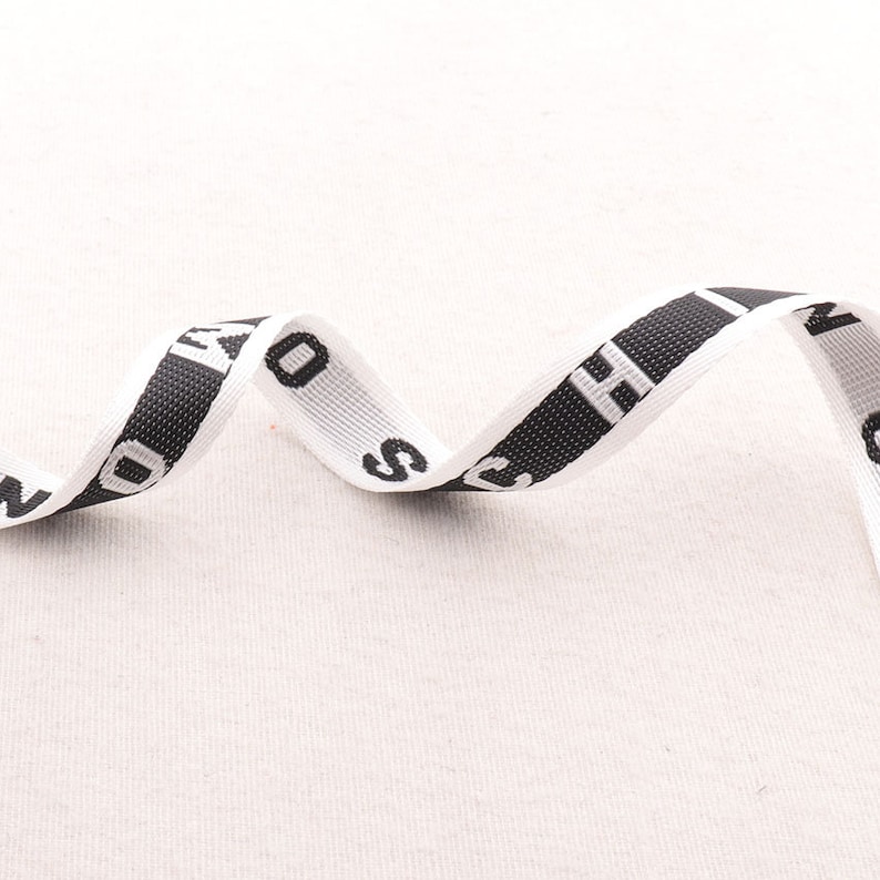 White Black Striped Webbing LettersMOSCHINOSmooth Ribbon White Edge Totes Belts Tape Bag Handle Bag Purse Straps 34 WB0285 20mm