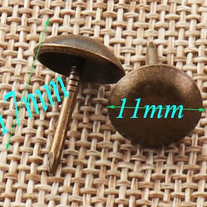 100 PCS Antique Bronze Upholstery Tacks,11mm Nailhead Tacks Rivets,Upholstery Tacks Nails Thumb Tacks,Old Tacks Studs Nails(01869)