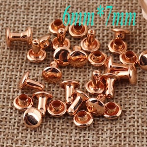 10-100 Round Rivets,6mm MINI Rose Gold Double Cap Rivets Studs Leather craft,Snaps Prong Studs Rivet Fastener Riveted(ZD2007)