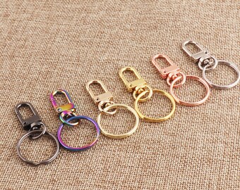 10 sets Rainbow Swivel Clasps with Key Rings Lanyard Clip Keychain Connector Clasps Jewelry Findings Charm Rose Gold Silver Gunmetal