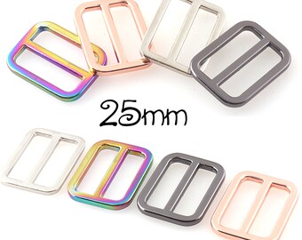 25mm Rose Gold  slide buckle Rainbow Silver Gunmetal Adjuster Buckle for Webbing Strap 6 PCS