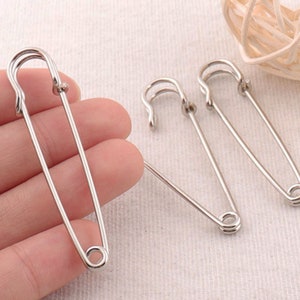 25 PCS Alfileres de seguridad de plata, Joyería de alfileres de seguridad de metal, Pasadores de seguridad de barra de broche Sujetadores Marcadores de puntada de broche Pasadores-2 1/4 &quot;(57 mm) (8019-02)