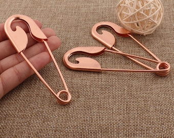 2-6 Safety Pins 4"(10cm)Craft Rose Gold Plated Safety Pin Brooch Stitch Markers Metal Safety Pins Loops Charms Jewelry Tag Fasteners(sp9026)