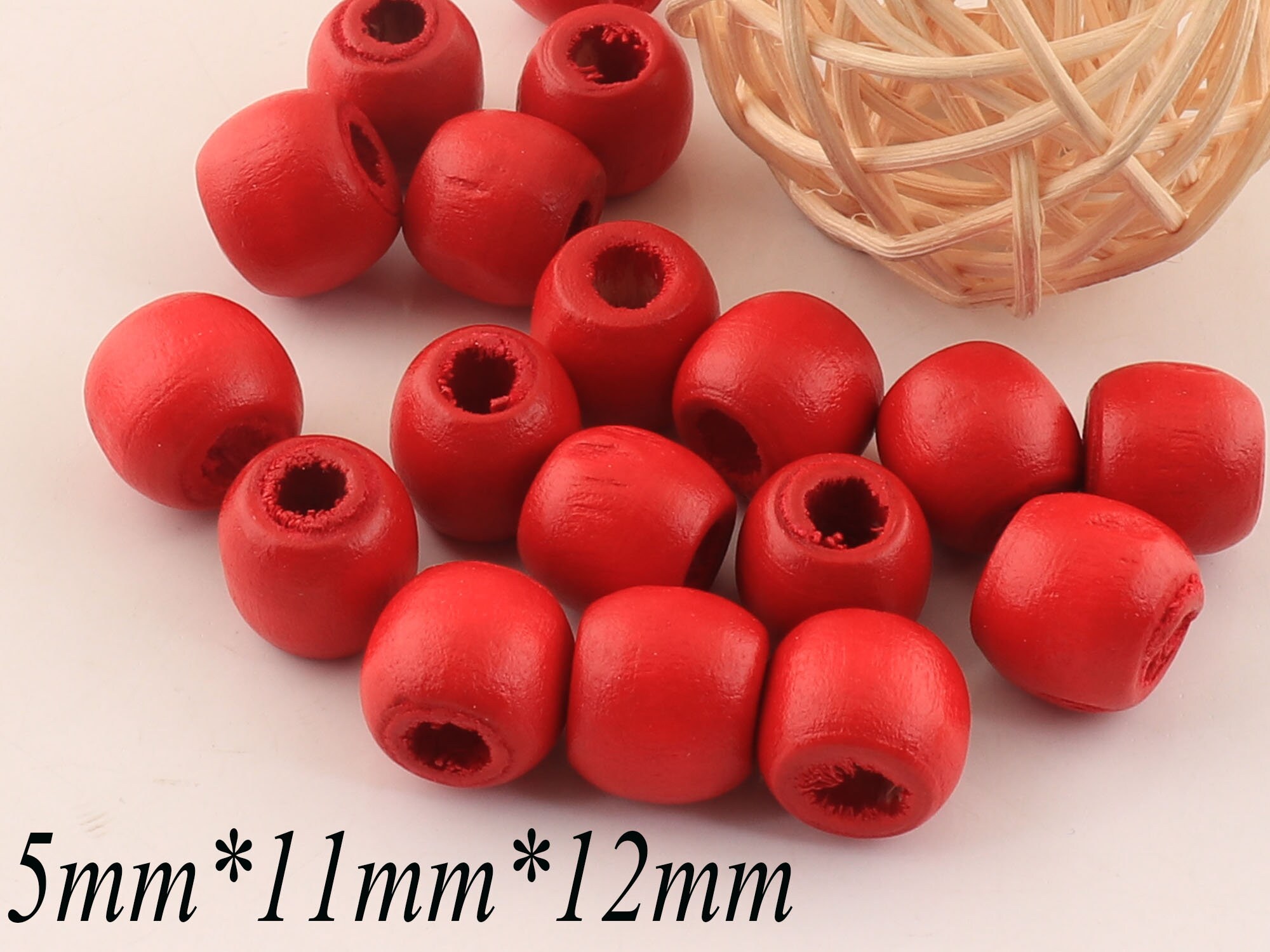 90 Pcs Red Natural Round Wood Beads5 Mm Natural Jewelry DIY Etsy