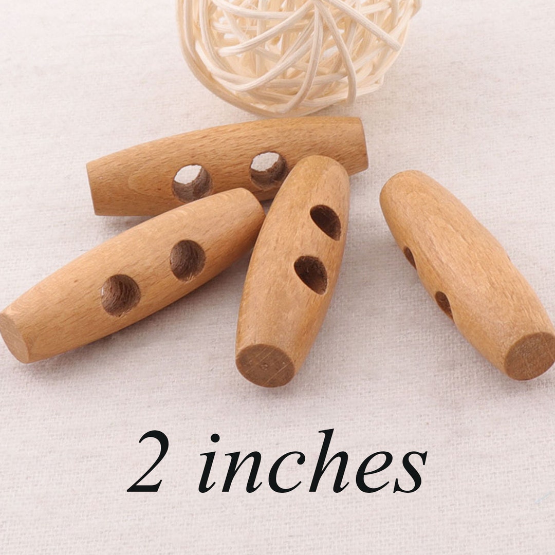 2 INCHES Yellow Large Toggle Buttons Wooden,6 PCS Natural Button DIY ...