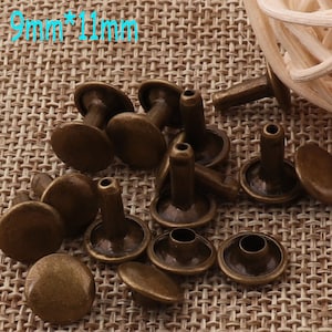 100sets Rivet,Rapid Rivet,3/8&quot;(9mm)Antique Bronze Double Cap Rivets,Studs Leather craft Rivet Fastener Snaps Prong Studs,Rivetedt(ZD911)