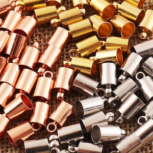 100 pezzi in oro rosa/argento/oro, fermagli con punta tonda per cordoncino, bracciale a crimpare per creazione di gioielli, tessitura in pelle, 4 mm(CP01)