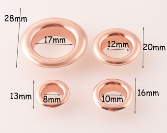 50-100 PCS Rose Gold Ösen Ösen Öse mit Scheibe Handwerk Reparatur Tülle für Kleidung Leder Canvas Tasche Nieten Ohrstecker 8mm 10mm 12mm 17mm