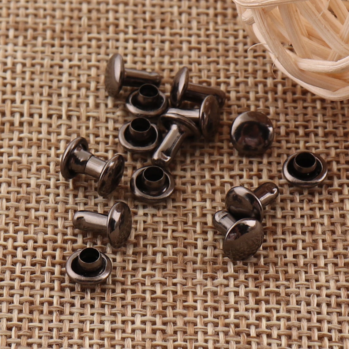 Double Cap Rivet100sets 6mm Black Dome Double Cap Round Rivet Etsy