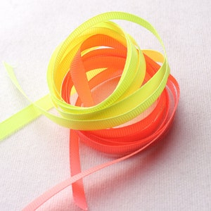 Fita 1/4 "(5mm) Neon Laranja/Laser Amarelo Fita de gorgorão, ótima para decoração, embrulho de presente de casamento, fita de cabelo DIY arcos clipes 1 jarda (RB44)