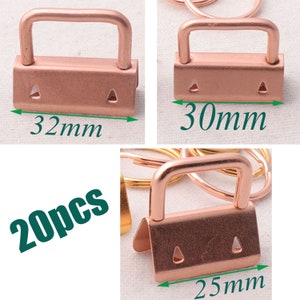 20 sets key fob hardware with key rings,25mm/30mm/32mm Rose Gold key fobs,hardware key chain,webbing key chains key fob-wholesale