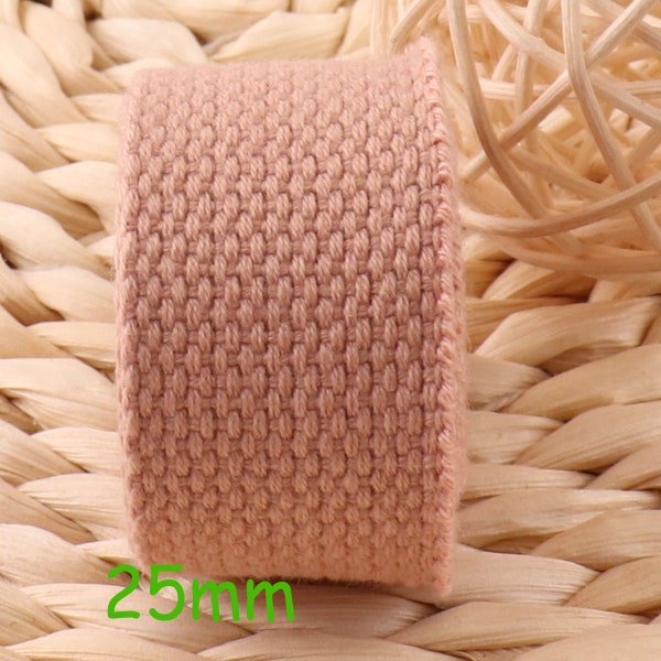 Powder Peach Pink Cotton Webbing,1 inch Webbing,Key Fob Webbing,Webbing By The Yard,Belt Webbing,webbing Keychain,Soft Webbing(WB538)