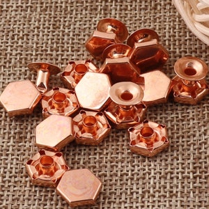 100Sets RivetS,3/8&quot;(9mm)Rose Gold Double Cap Rivets,Studs Leather craft Rivet Fastener Snaps Prong Studs,Riveted,Mushrooms Rivet(zd907)