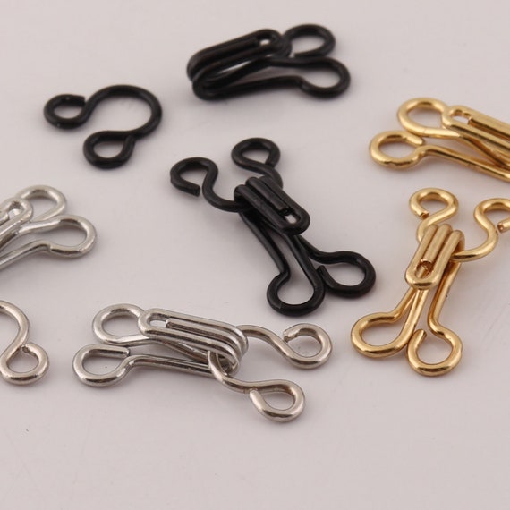 100 sets Hook Eye Closure,Silver/Black/Gold hook eye clasp clothing sewing  hook,Metal Hook