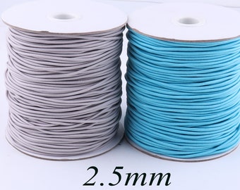 Cordón elástico artesanal azul/gris de 2,5 mm, cordón de envoltura de regalo decorativo, cordón elástico de hilo elástico artesanal Cordón redondo-5-10 yardas (rp011)