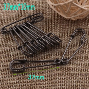 100 pcs Black Safety Pins,Metal Safety Pins Loops Charms Jewelry Tag Fasteners,Craft Safety Pin Brooch Stitch Markers-1 1/2&quot;(37mm)(SP521)