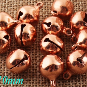 10mm Metal Pale Rose Gold Jingle Bells,100 PCS Dancing Bells,Durable Jingle Bells Pet Bells Cross Bells,Christmas bells(BE24)