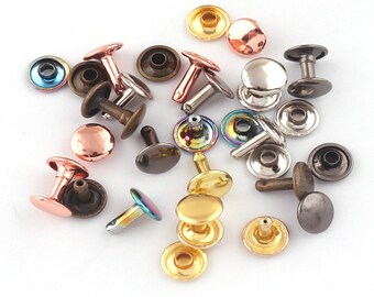 10mmx12mm Silver/Gold/Gunmetal/Rose gold/Bronze/Rainbow Double Cap Rivets,Studs Leather craft Rivet Fastener Snaps Prong Studs rapid rivets