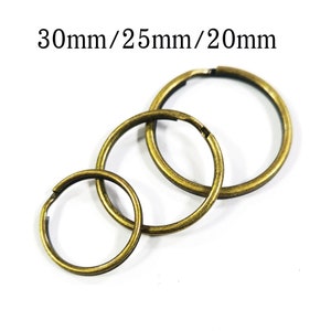15mm/20MM/25MM/30MM Antique Bronze Jump Key Ring keychain Split Key Rings Key Fob Split Rings Findings Split Key Rings jump rings 40 PCS