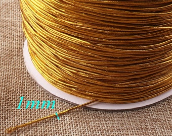 1mm craft Metallic Elastic Cord,Wedding Decorative Gift Wrap Cord,Stretch Metallic Elastic Thread Drawcord Round Drawstring(rp07)