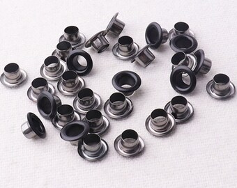 100-200 pcs Black mini Eyelets,Great for Clothes Leather Canvas bag rivet studs-3/16"(5mm)/1/16"(2mm)inner Diameter(ey3021)