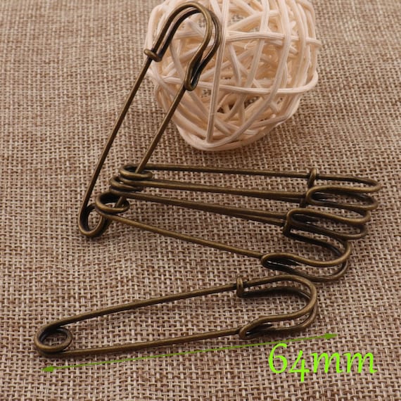 Set of Three Large Vintage Brass Safety Pins — Mid-Century Modern Finds