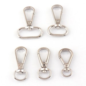 10 PCS 1'',20mm,12mm,11mm,9mm Lobster Swivel Clasps,Silver Hook Clasps Carabiner Snap,Buckle Gate Bag Purse Strap Handbag Purse Hook