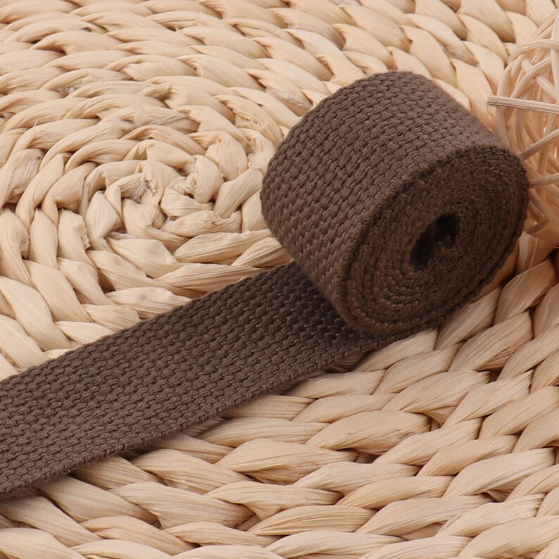 WB577 Pale Brown Cotton Webbing,1 inch Webbing,Soft Bag Purse Key Fob Webbing,Webbing Keychain,Trim Webbing By The Yard