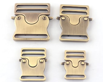 Antique Brass 20mm/25mm/30mm/38mm Release Buckles,Bronze Clutch Closure Backpack Buckle Strap flat Metal Quick Side Slide Release Buckle