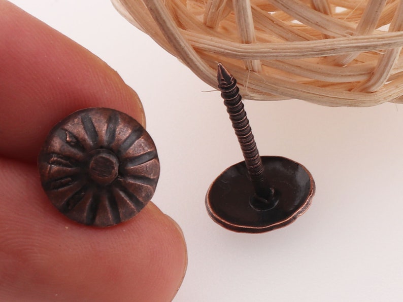 100 Pcs Antique Copper Upholstery Nailsdecorative Tacks Etsy