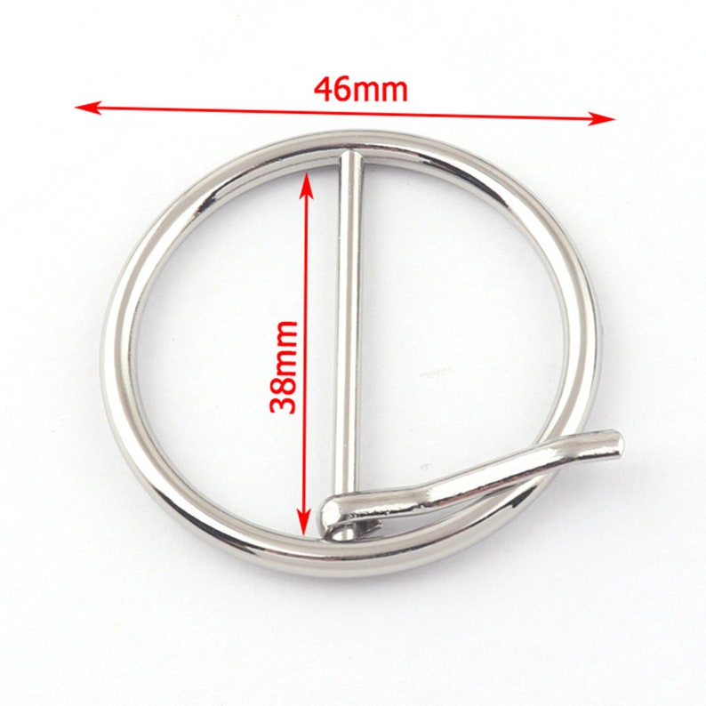 DIY Hand Self-Fabric Buckles Handmade pin buckle Fasteners Belt Buckle,Round Center Bar Buckles Bag Straps-1.5''38mm image 2