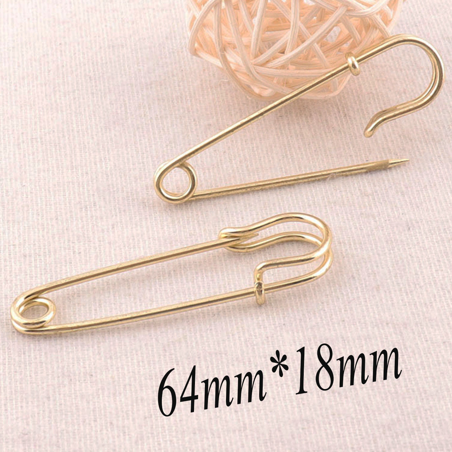 20 PCS Large Gold Safety Pins,safety Pins Brooch Stitch Markers,metal  Jewelry Tag Brooch Bar Safety Pins Fasteners-375mmbe14 