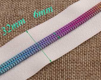 5 YARDS Rainbow Nylon Coil Zippers,6mm dress zipper White Edge colorful,Purse Nylon Dress Bag Handbag zippers -a #5 zipper(ZP01)