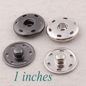 15 Sets-Snap Buttons-1&quot;(25mm)-Silver/Black Snap Jewelry-Rapid Button-Snap Fasteners- Round ButtonS-Clothes Buttons-Hidden Buttons-DIY(1002)